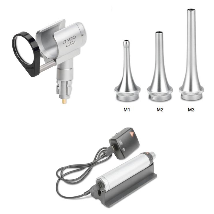 Otoscopio con cargador tipo movil Heine LED