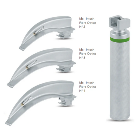 Laringoscopio Macintosh fibra optica (set 3 palas)