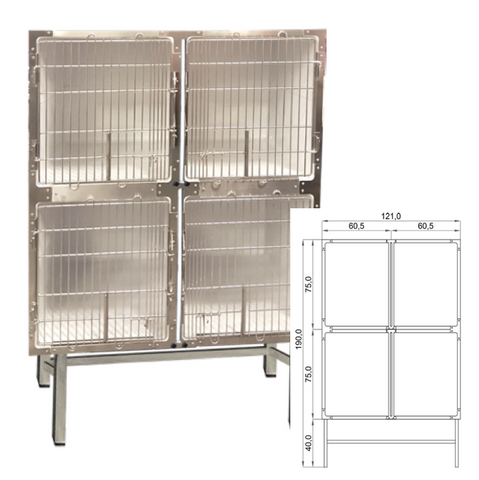 Jaula hospitalizacion PVC (2 divisores desmontables)