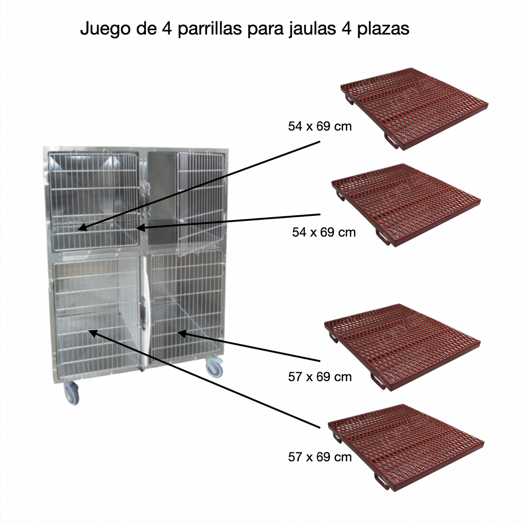 Jaula hospitalizacion inox. PARRILLA SUELO SECO